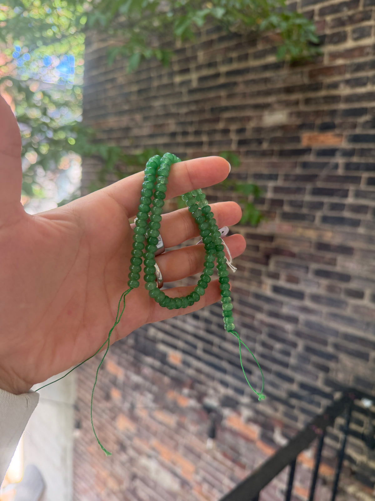 Green Onyx or Chalcedony Rondelle