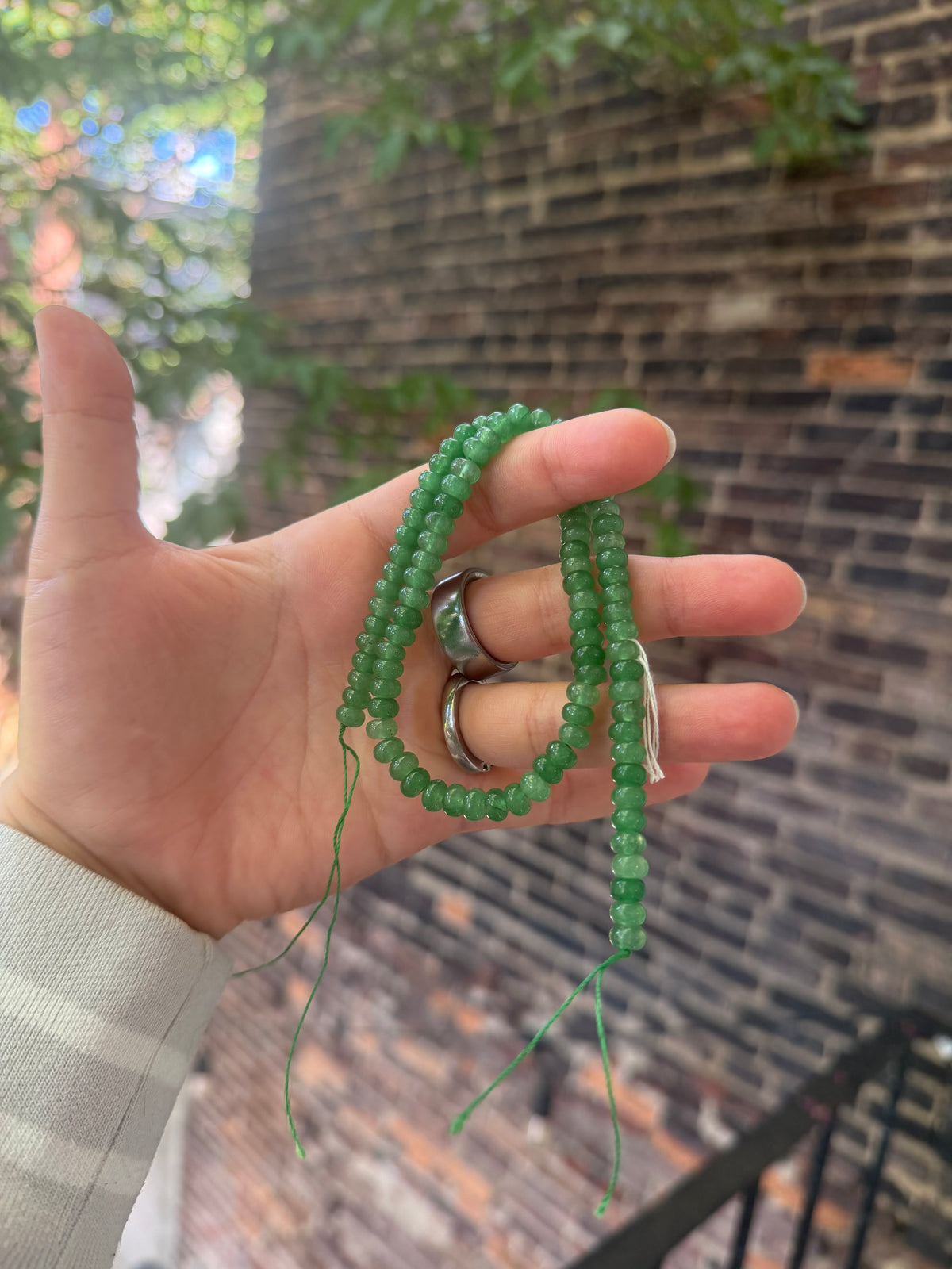 Green Onyx or Chalcedony Rondelle
