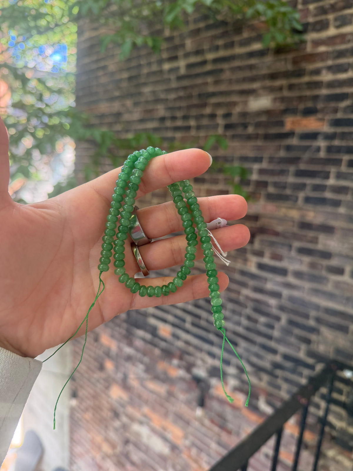 Green Onyx or Chalcedony Rondelle