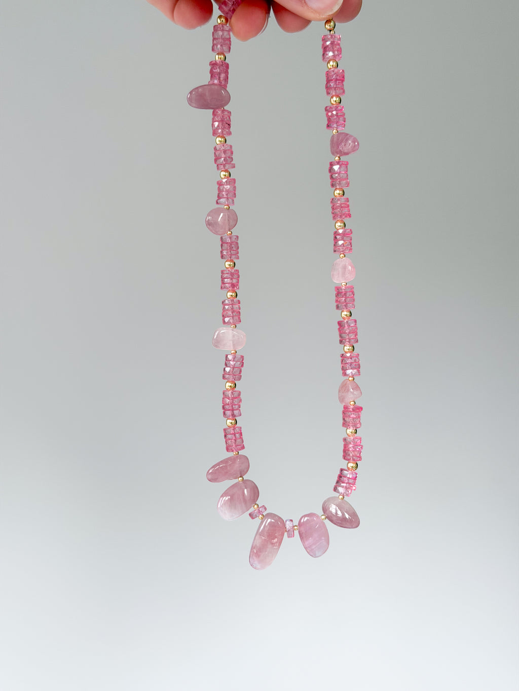 Rose & Pink Quartz Necklace