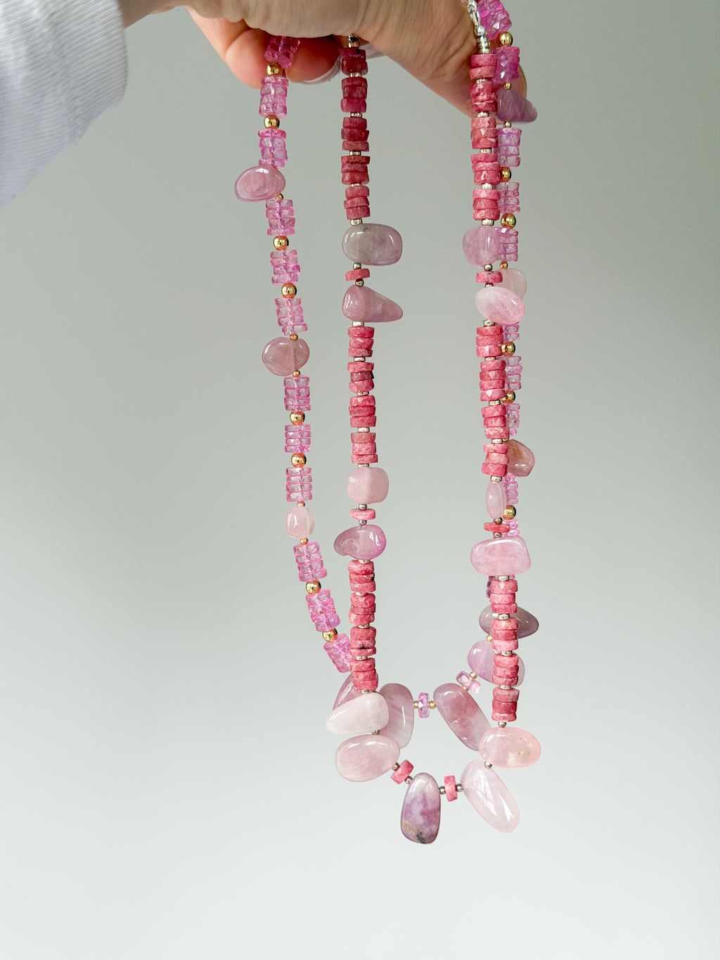 Rose Quartz & Rhodonite Necklace