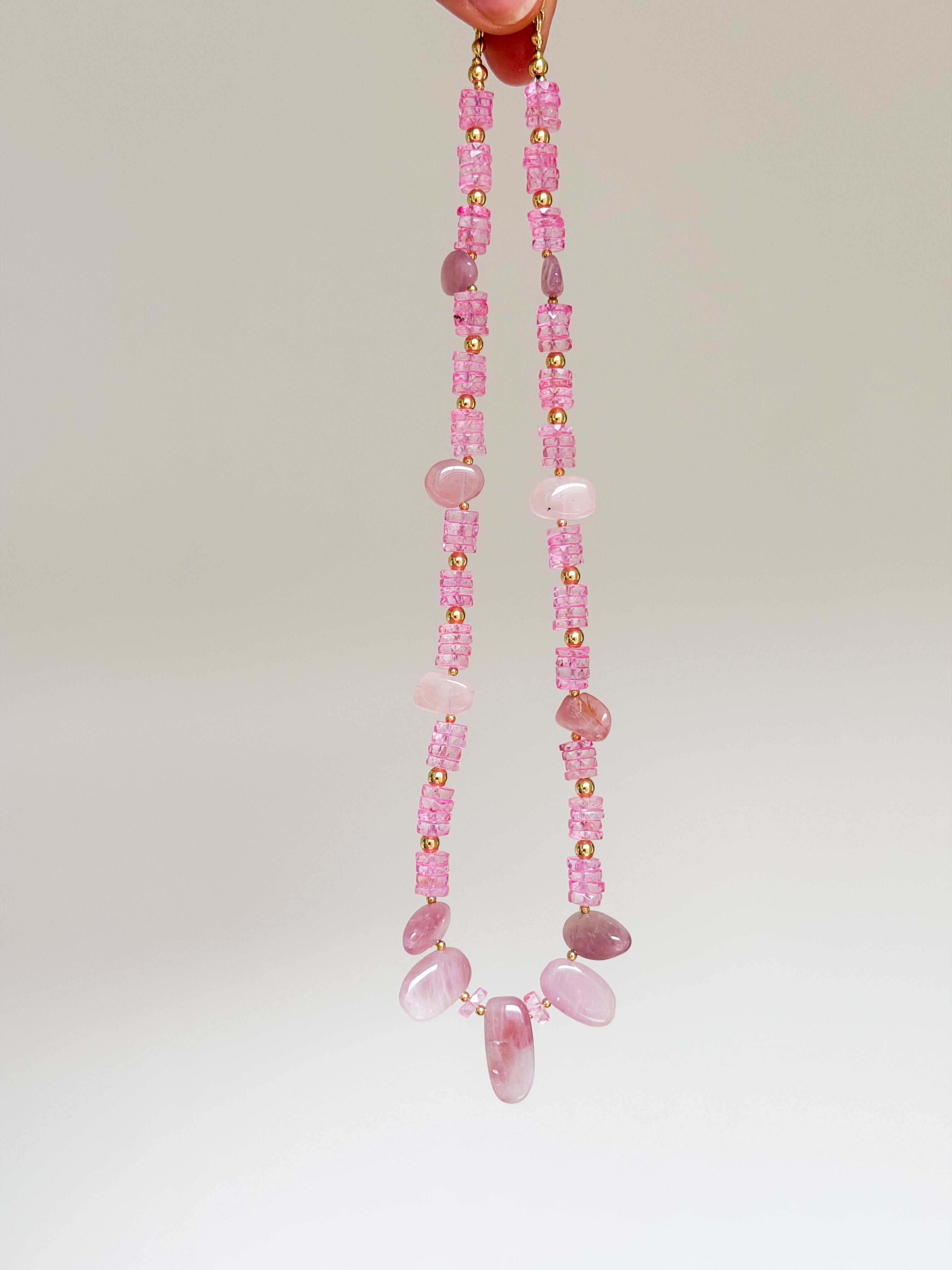 Rose & Pink Quartz Necklace