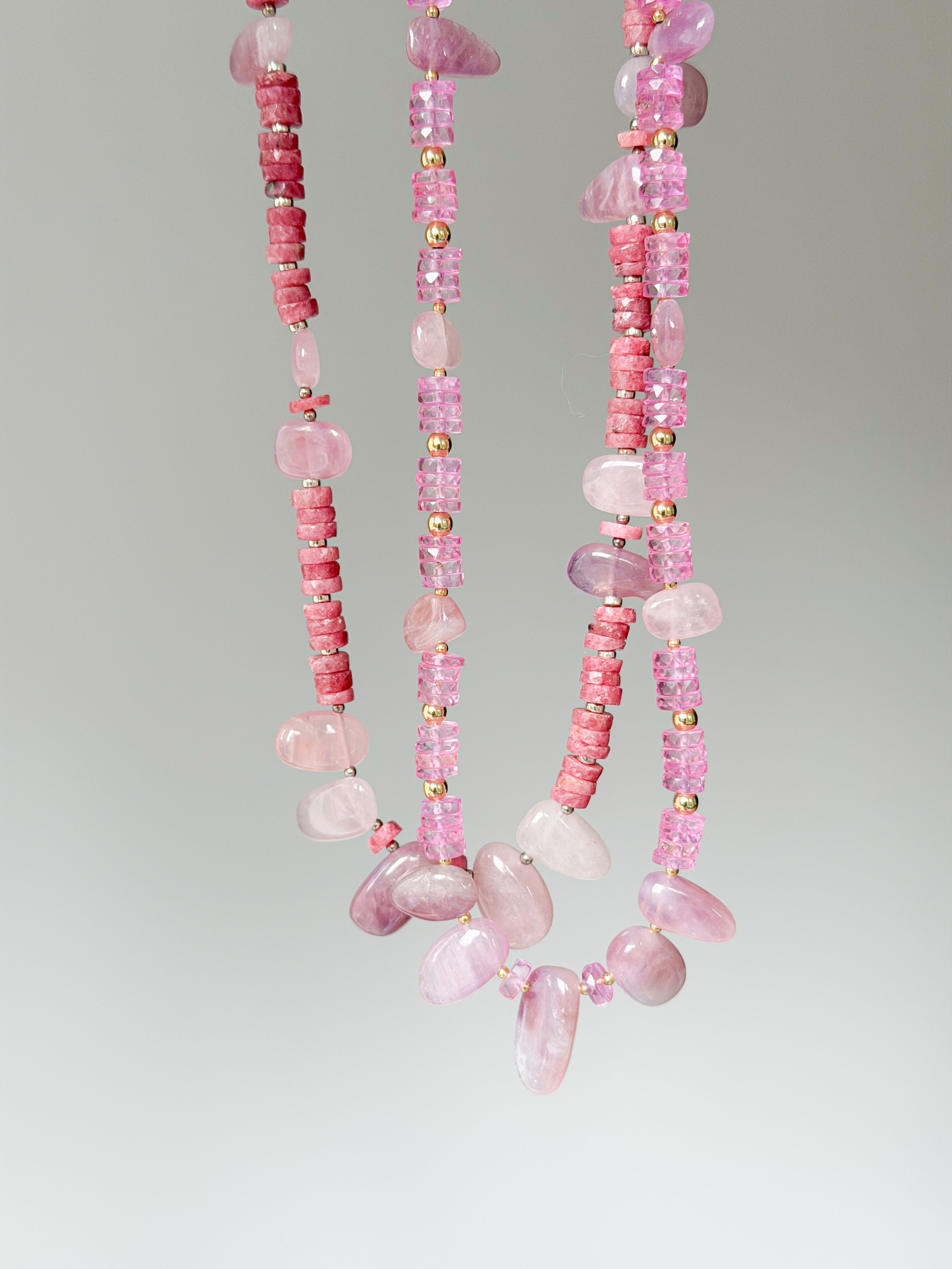 Rose & Pink Quartz Necklace