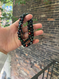 Vintage Black Glass Millefiori Rounds