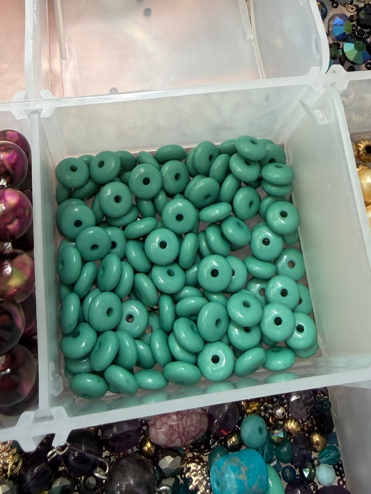 Turquoise-colored coins